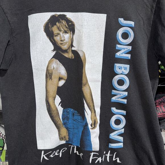 Vintage 90s Rare Bon Jovi “keep The Faith” Album Shirt Size Large - Picture 2 of 6
